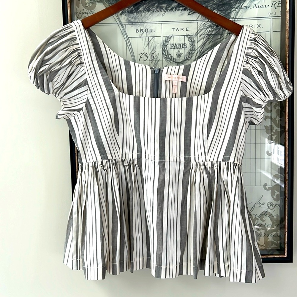 Rebecca Taylor grey and white striped top